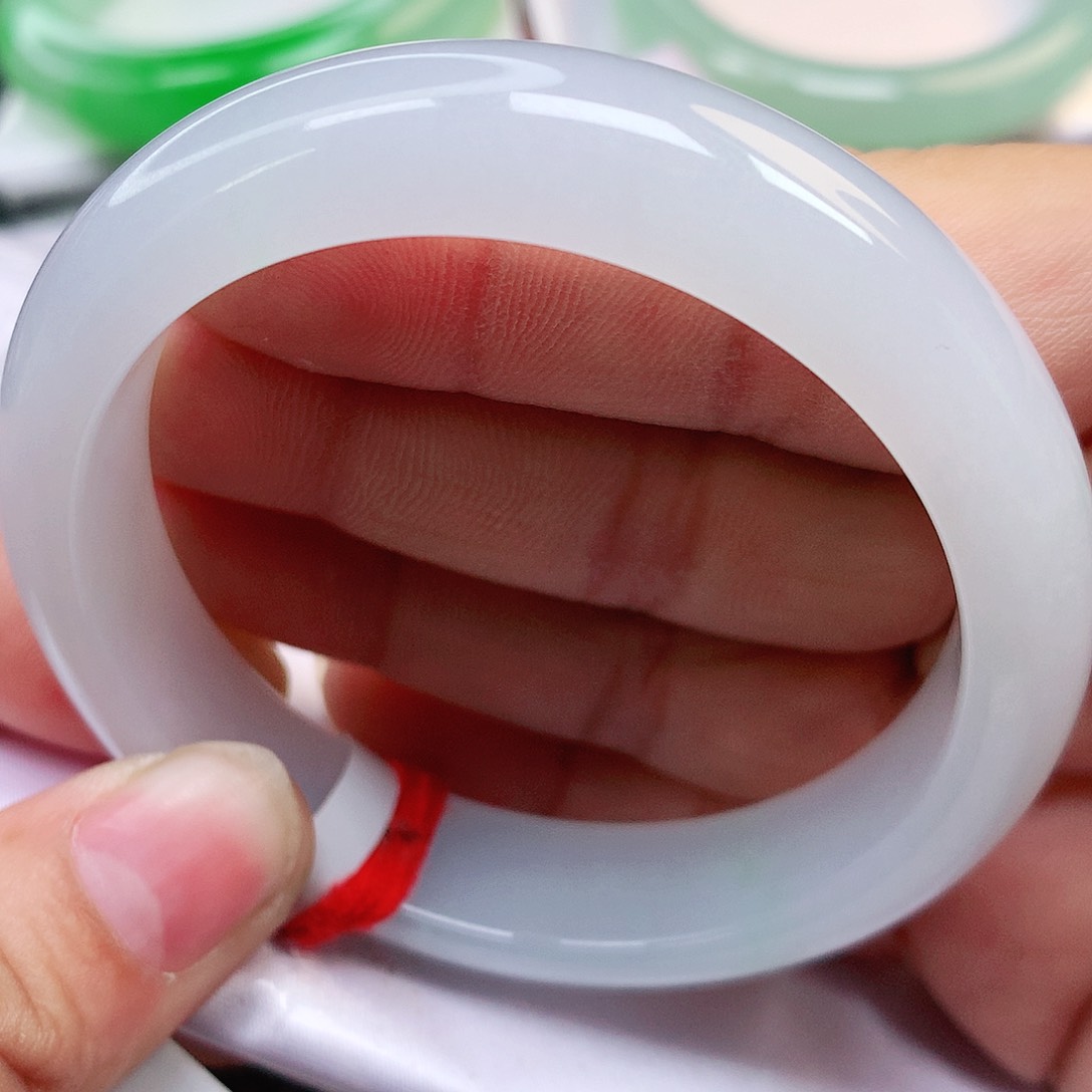 未镶嵌手镯翡翠夏***u天然A货翡翠白月光至纯至净白度好