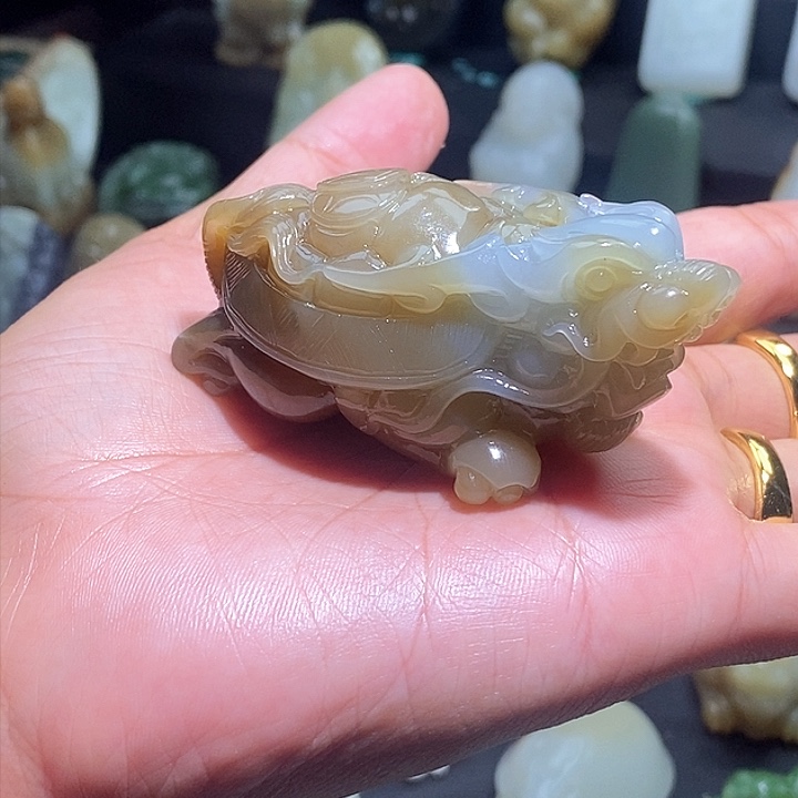 和田玉龙龟把件未镶嵌