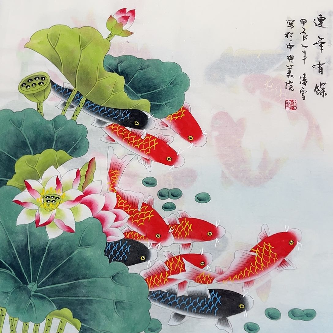 国画尺寸70X70手绘作品