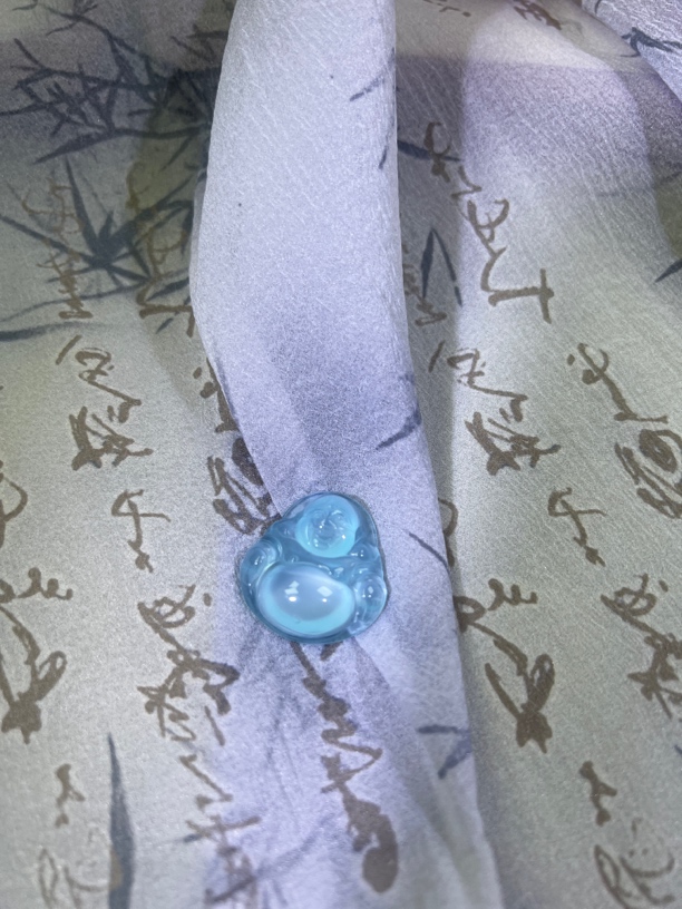 天然高冰蓝佛公蓝弥勒佛海洋蓝挂件蓝玉髓平安扣玉四叶草吊坠