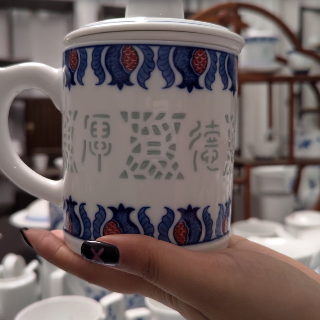 陶瓷手绘十全十美茶漏杯三件套一套