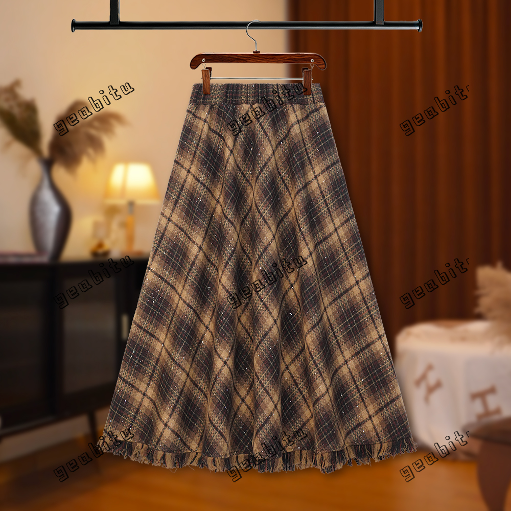 【夏夏】高腰A型不褪色A字裙洒银复古半身裙时尚百搭D8368