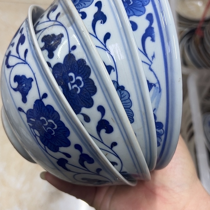 春***香陶摆件4个15.5厘米芙蓉花碗