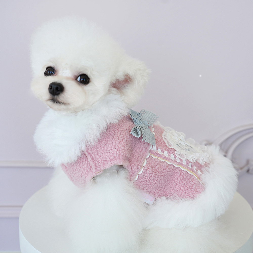 宠物衣服秋冬新款泰迪比熊毛毛马甲防寒保暖可爱中小型犬衣猫咪衣