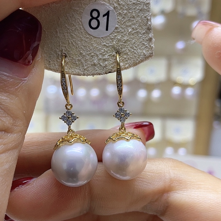 淡水珍珠耳饰银S925镶嵌