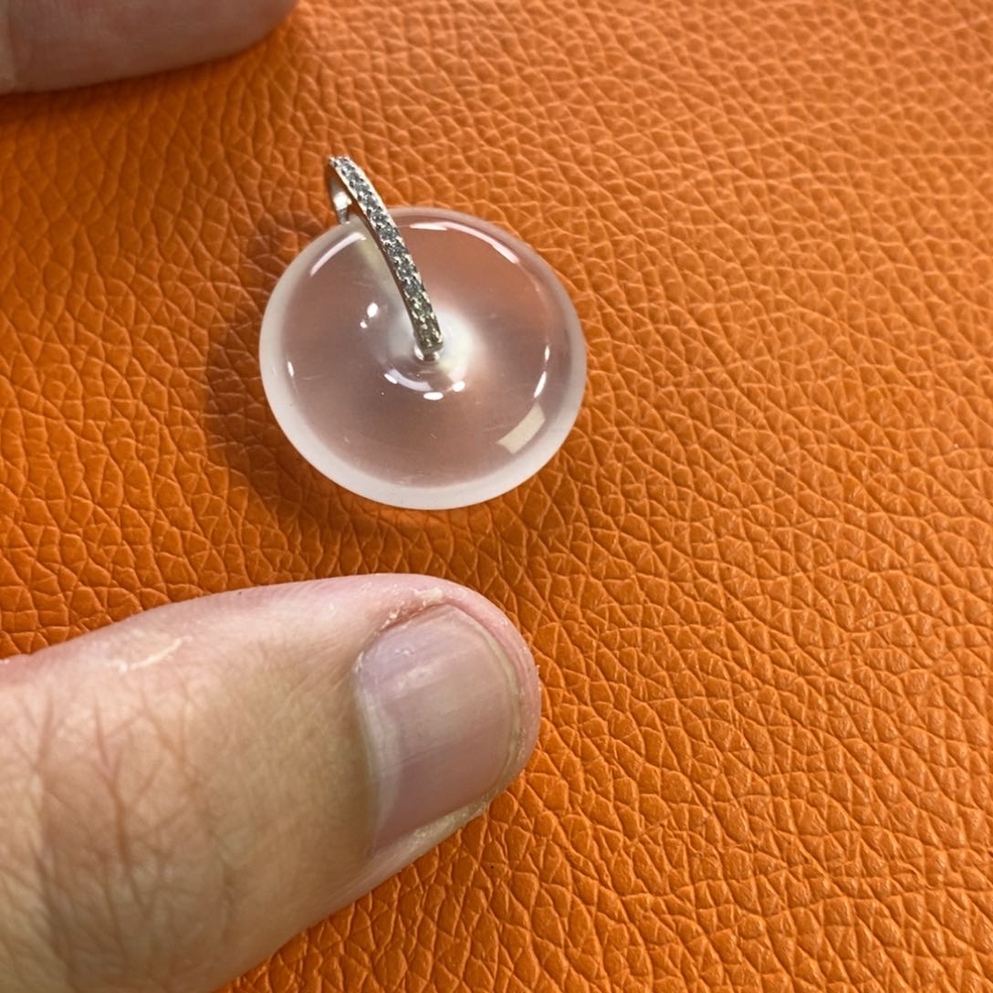 石英质玉吊坠银S925镶嵌