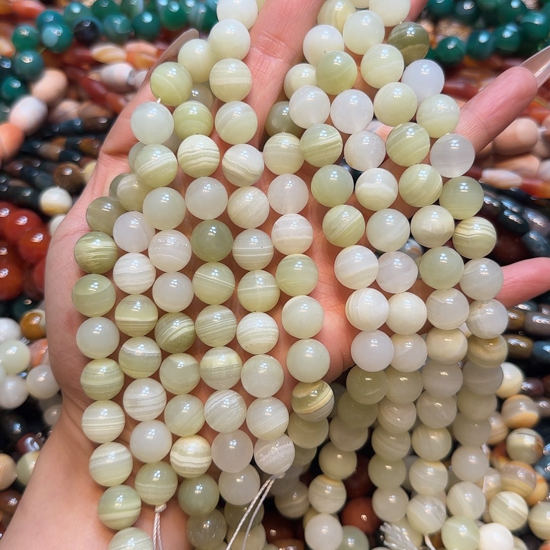 玛瑙/玉髓未镶嵌珠宝半成品12mm方解玉料一条