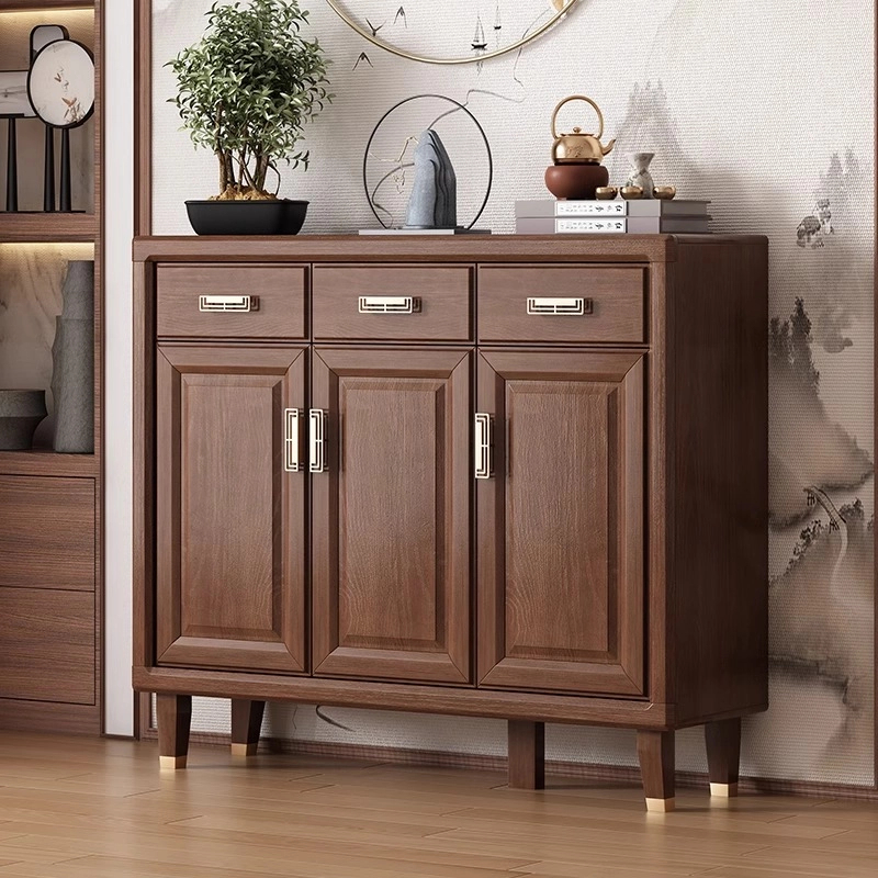纯实木中式鞋柜家用门口大容量入户玄关柜靠墙储物柜门厅隔断鞋柜