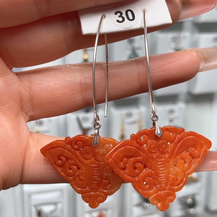 【闪购商品】翡翠耳饰银S925镶嵌听**雨优化耳饰