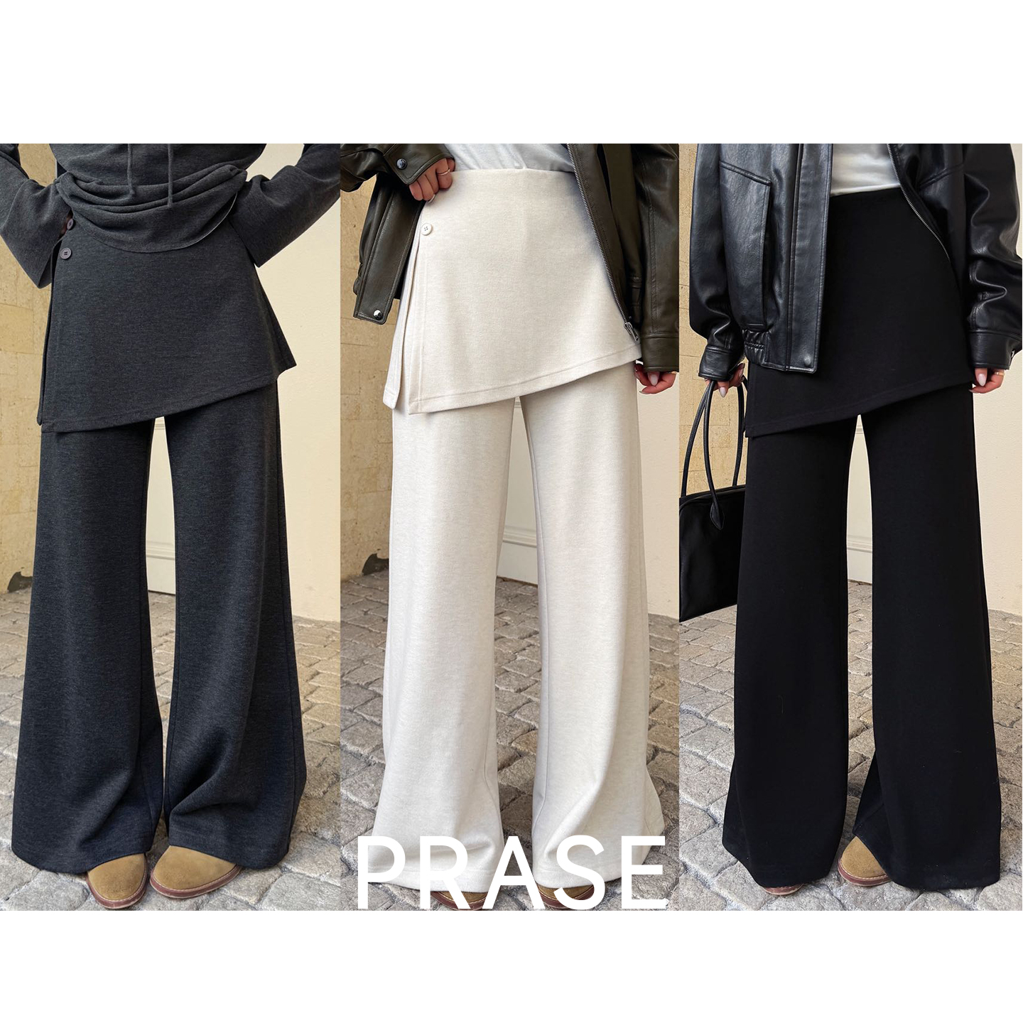 PRASE·噜【屁帘裤】绵羊毛遮肉显瘦高腰时尚两片式休闲裤女PR511C59