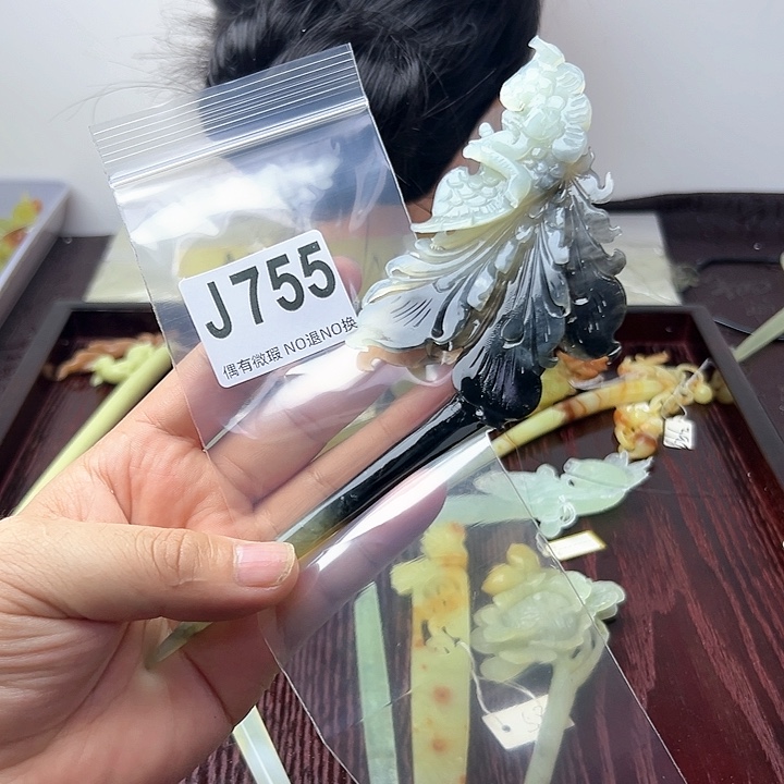 蛇纹石玉发饰合金雨*儿