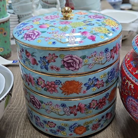 瓷片珐琅彩6寸坚果盒一个666666666