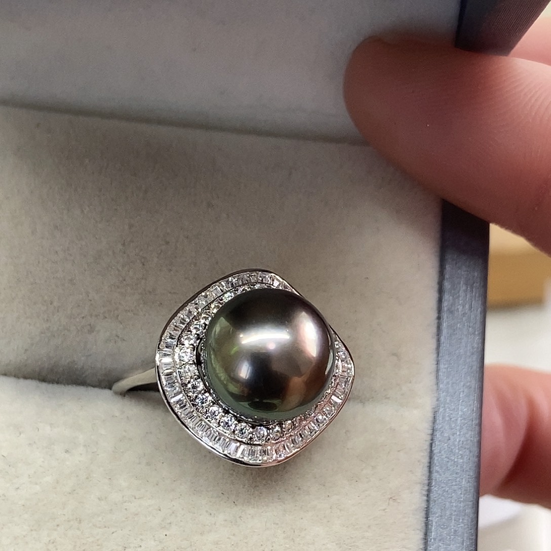 戒指海水珍珠银S925镶嵌