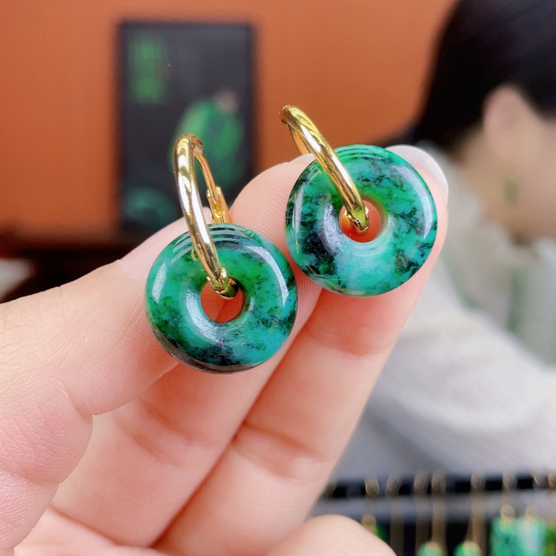 翡翠未镶嵌耳饰饰品