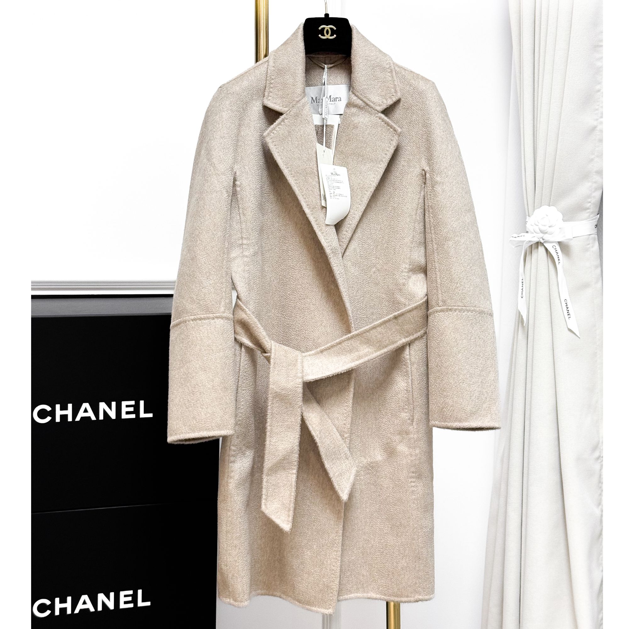 99新 MaxMara F34码 深卡其色 长袖 长款 大衣  二手