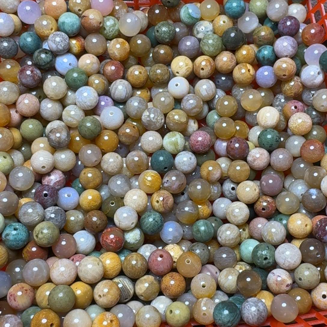 硅化玉保真色7.5彩珠，300克，克1未镶嵌