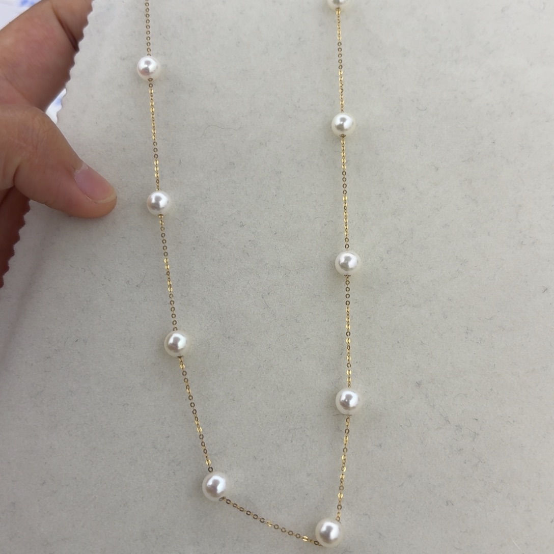 海水珍珠18K金镶嵌颈饰AK珠正圆无暇6-6.5mm