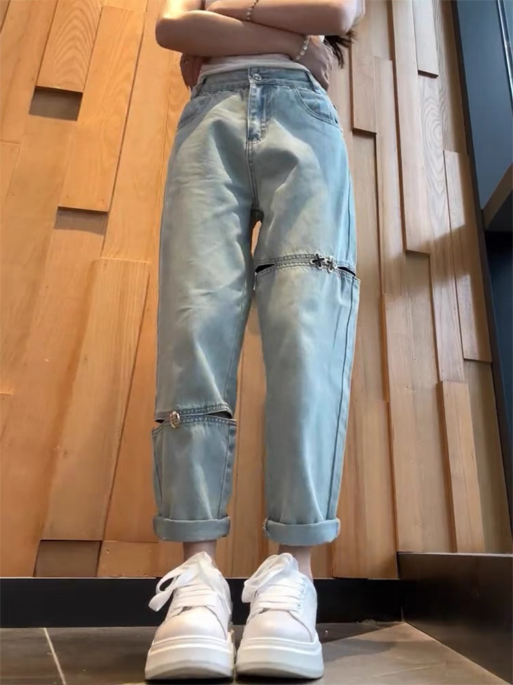 （瑕疵大想好下单）软牛仔破洞老爹裤牛仔裤