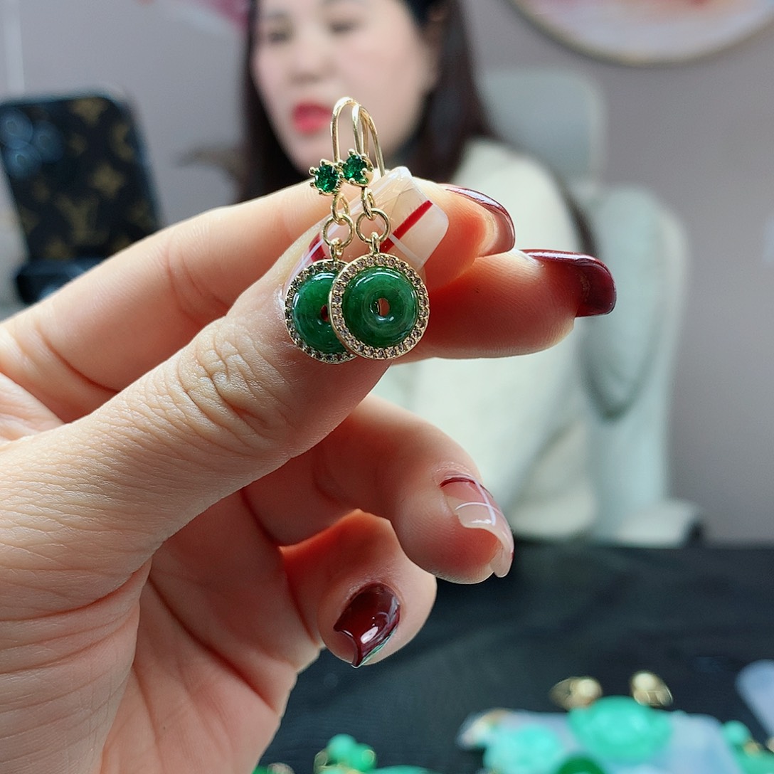 【闪购商品】翡翠耳饰银S925镶嵌，