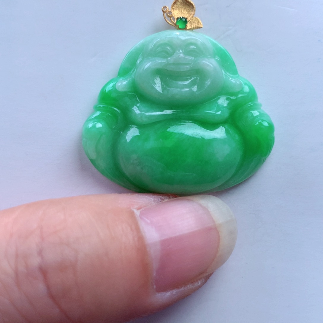 翡翠吊坠(不含链)18K金镶嵌