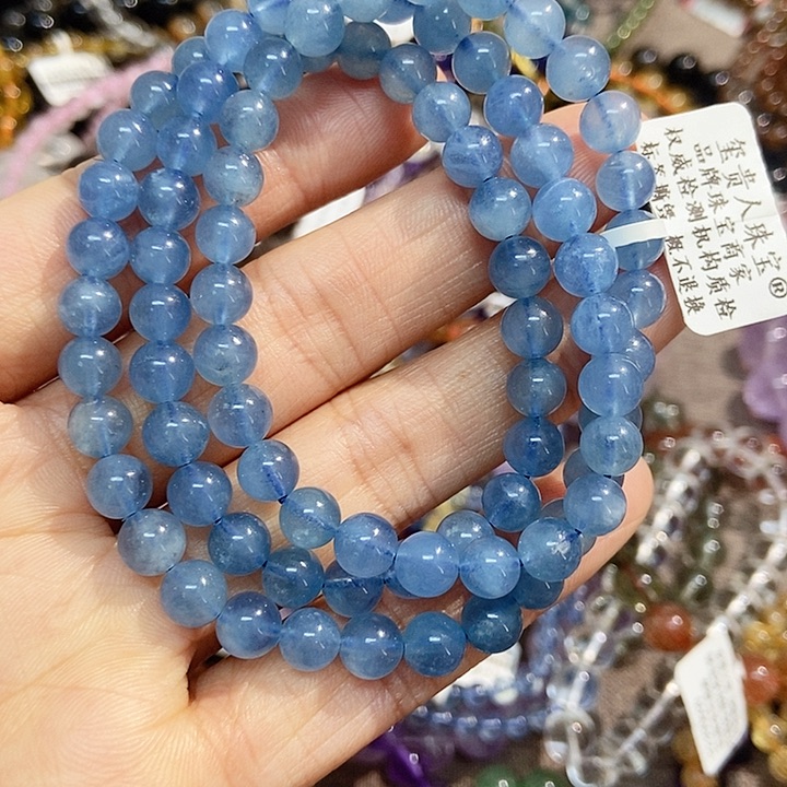 水晶手链未镶嵌海蓝宝多圈