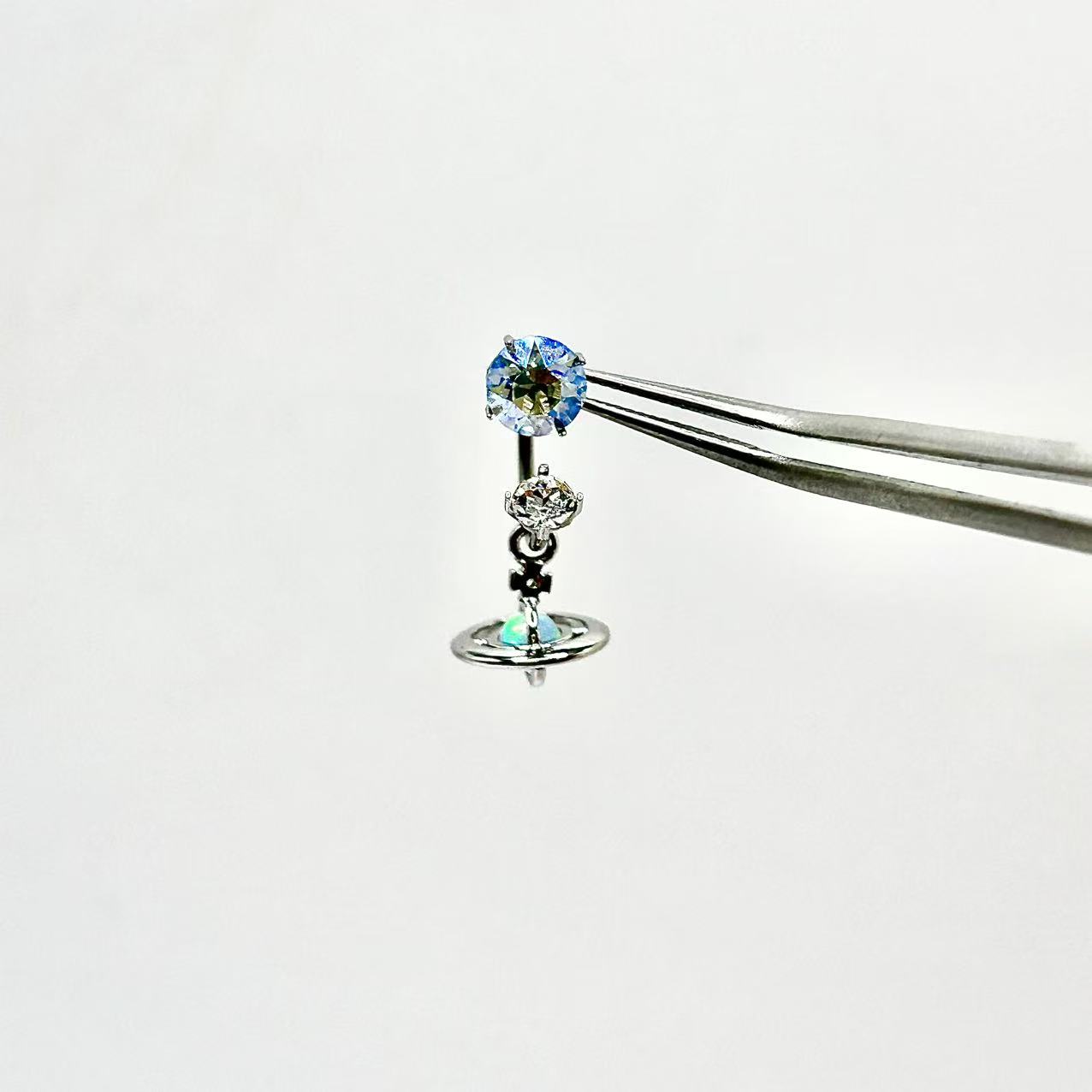 钛钢耳饰 土星马蹄环钛合金内螺旋耳钉养耳洞