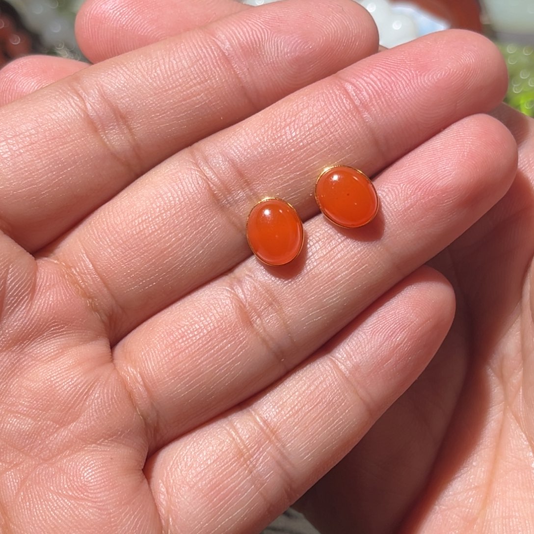 大***恋南红玛瑙银S925镶嵌耳饰