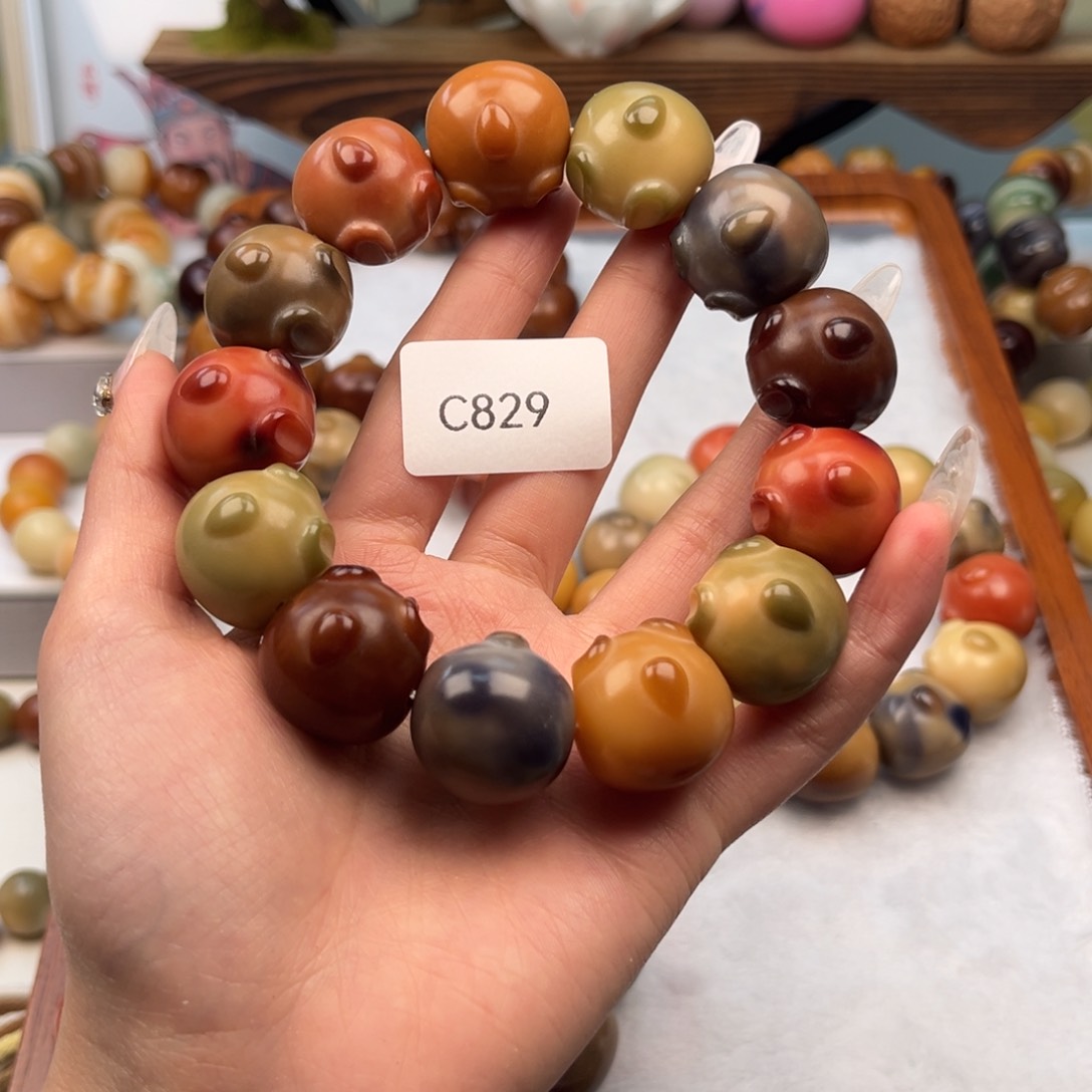 菩提根/象牙果手串?****?21mm通货兔子一串c829