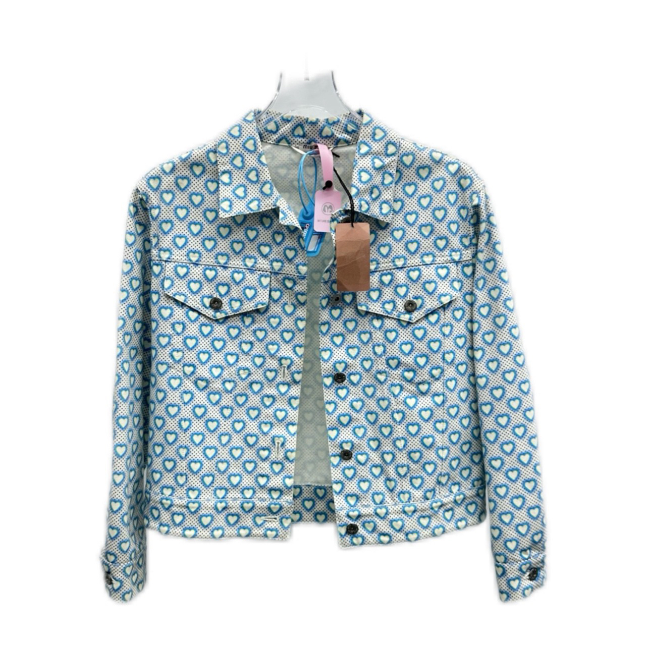 未使用 MIU MIU/缪缪 36码/走秀款蓝色满爱心牛仔夹克