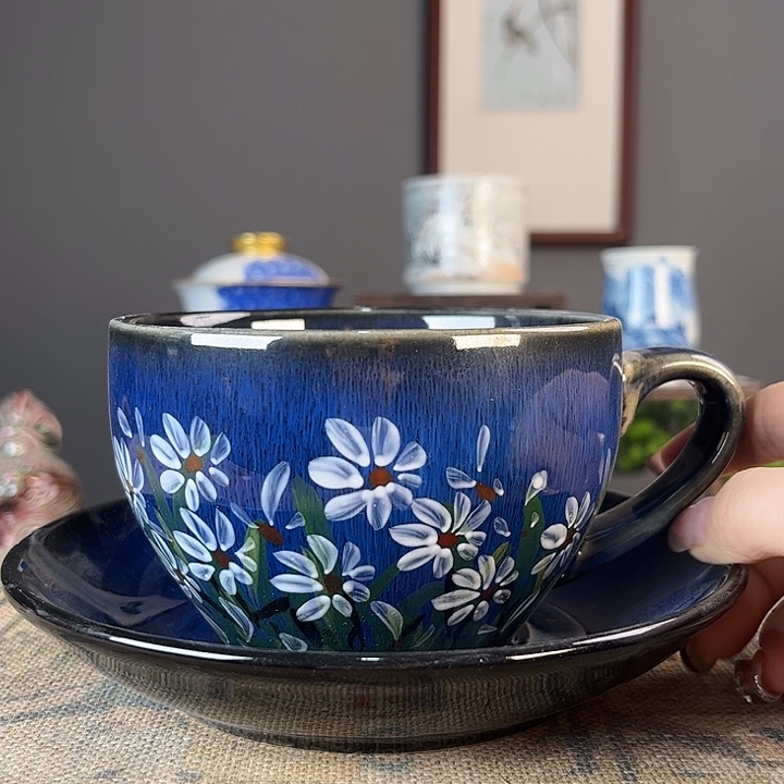 摆件景德柴烧茶杯多人