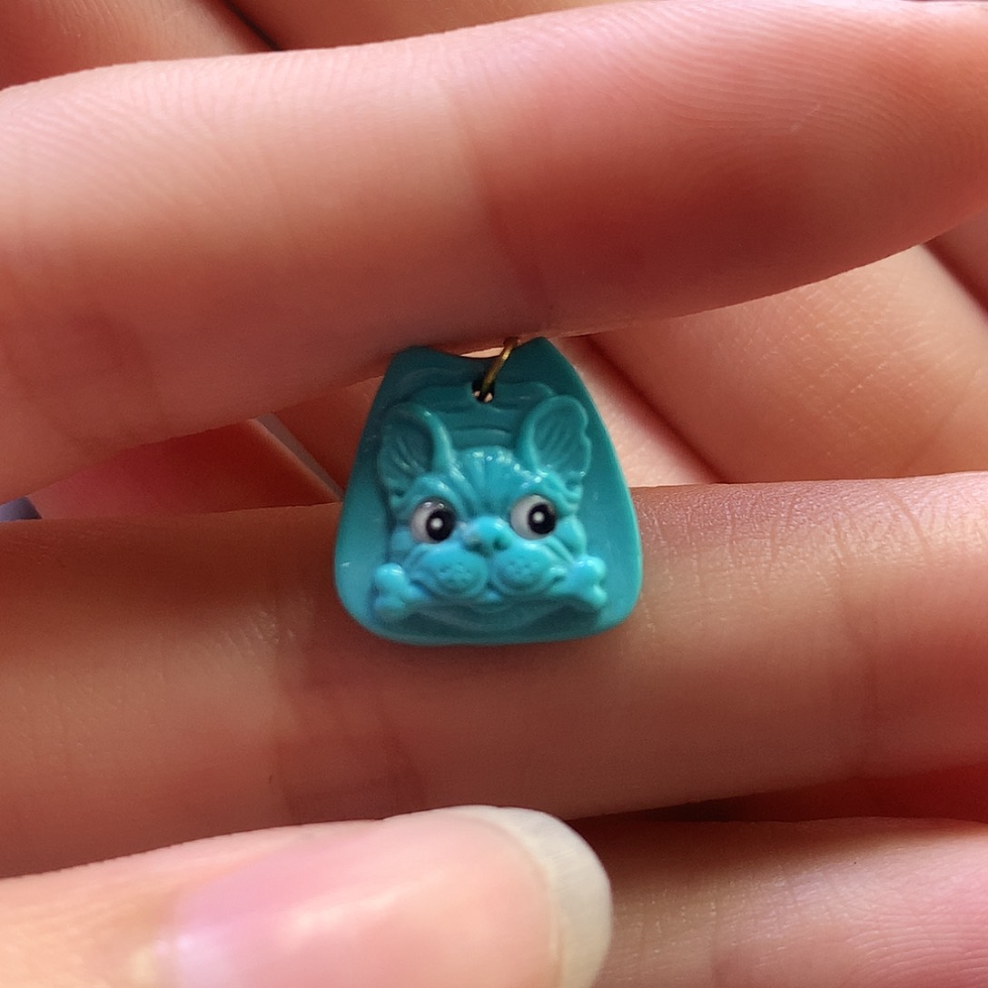 绿松石18K金镶嵌吊坠