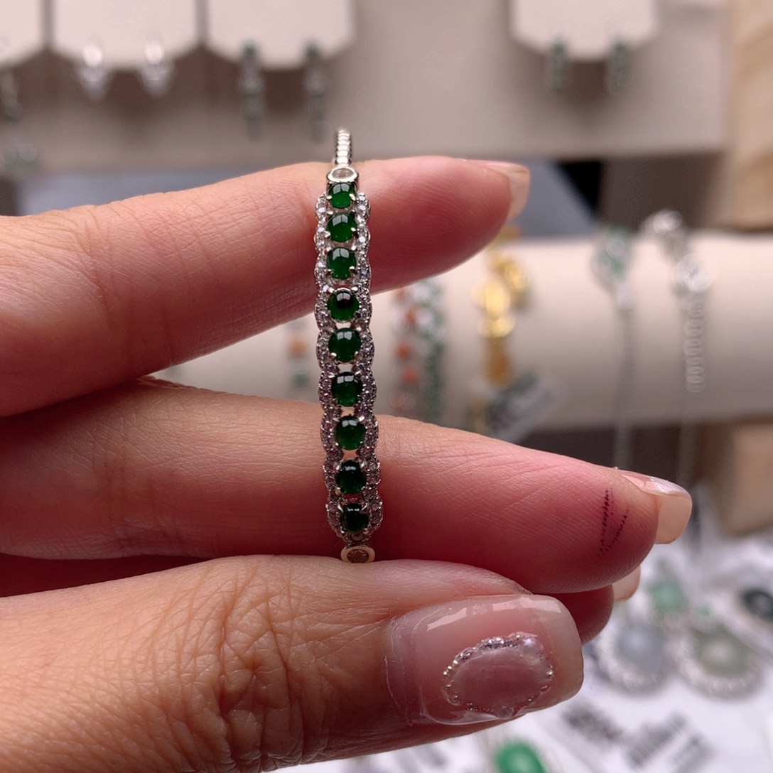 翡翠手链银S925镶嵌333333