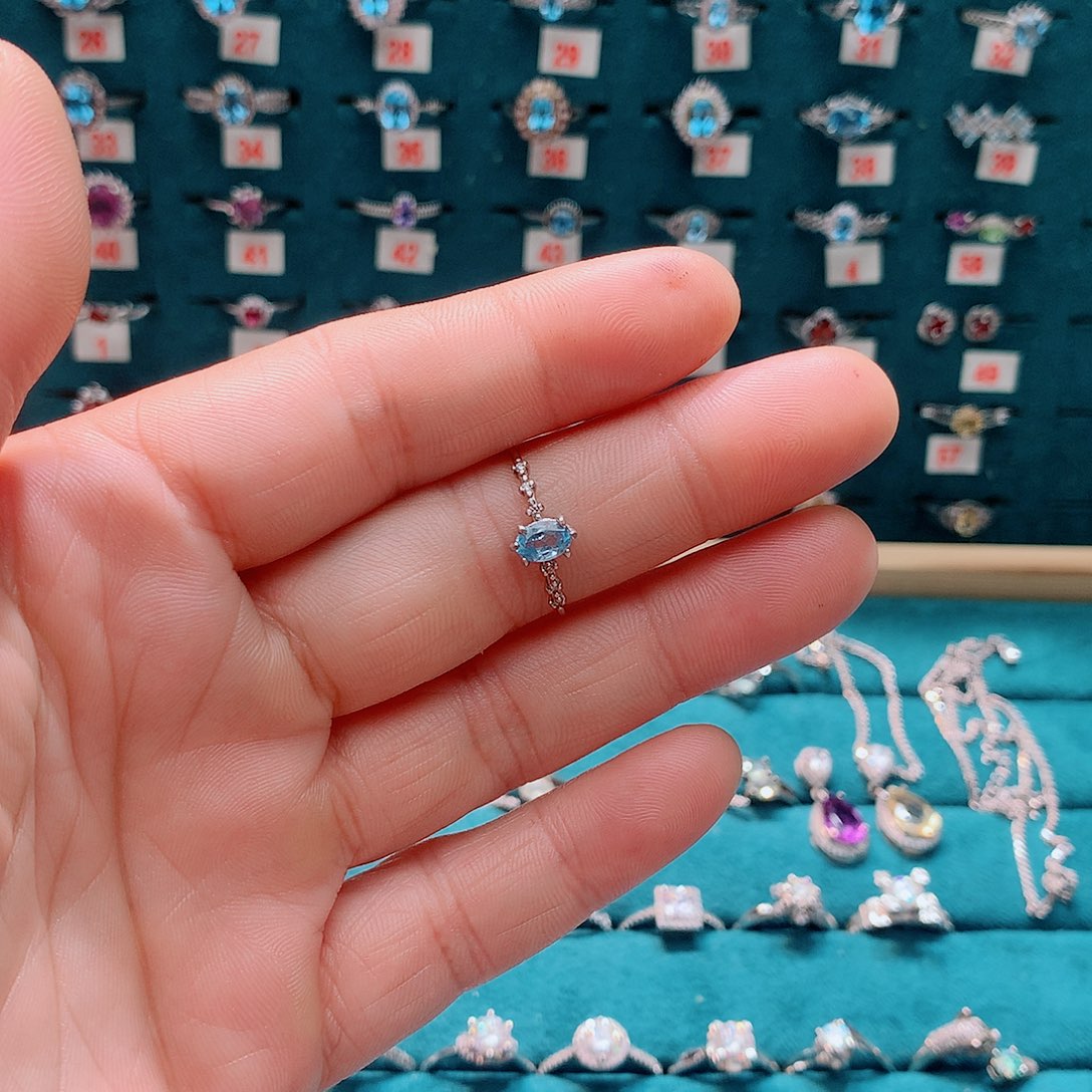 托帕石戒指银S925镶嵌