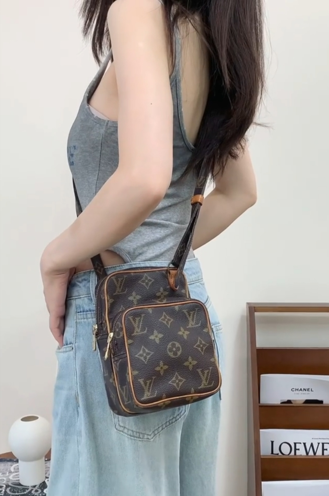 修复品LouisVuitton/路易威登 双层小相机 CC