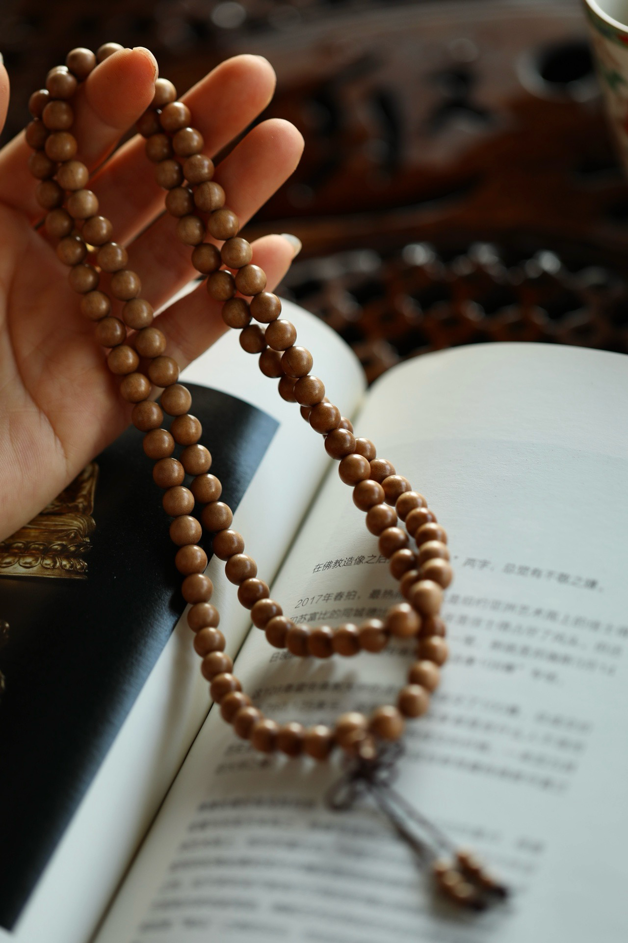 印度老山檀顺纹0.7*108颗女士手串佛珠108颗