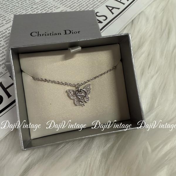 大吉中古/Dior迪奥银色蝴蝶字母项链