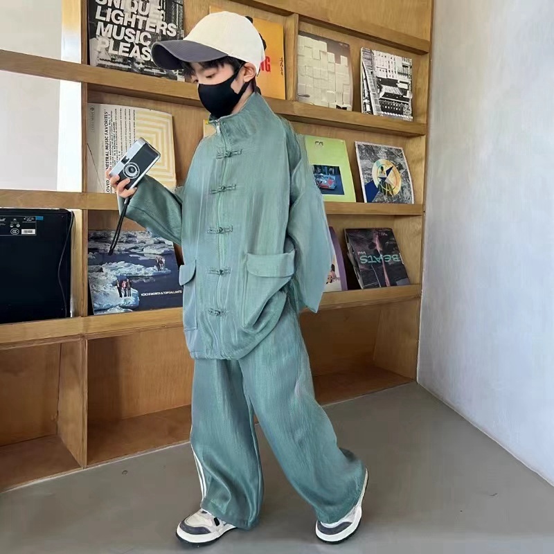 儿童2025春季新款百搭时尚潮流复古新中式运动套装B0610