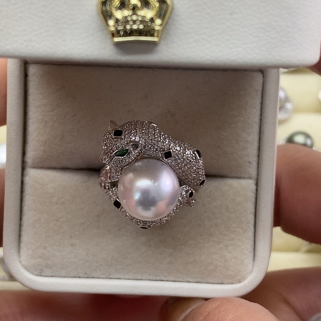 银S925镶嵌戒指海水珍珠