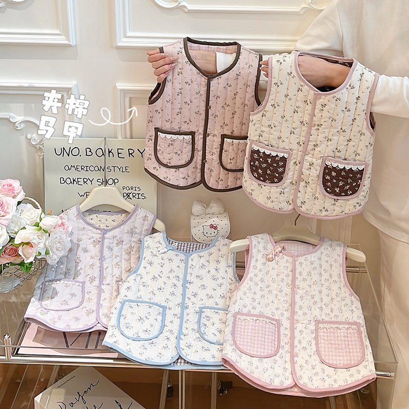 秋冬款女童潮款夹棉加厚外穿马甲女宝宝韩版保暖衣服儿童时尚童装