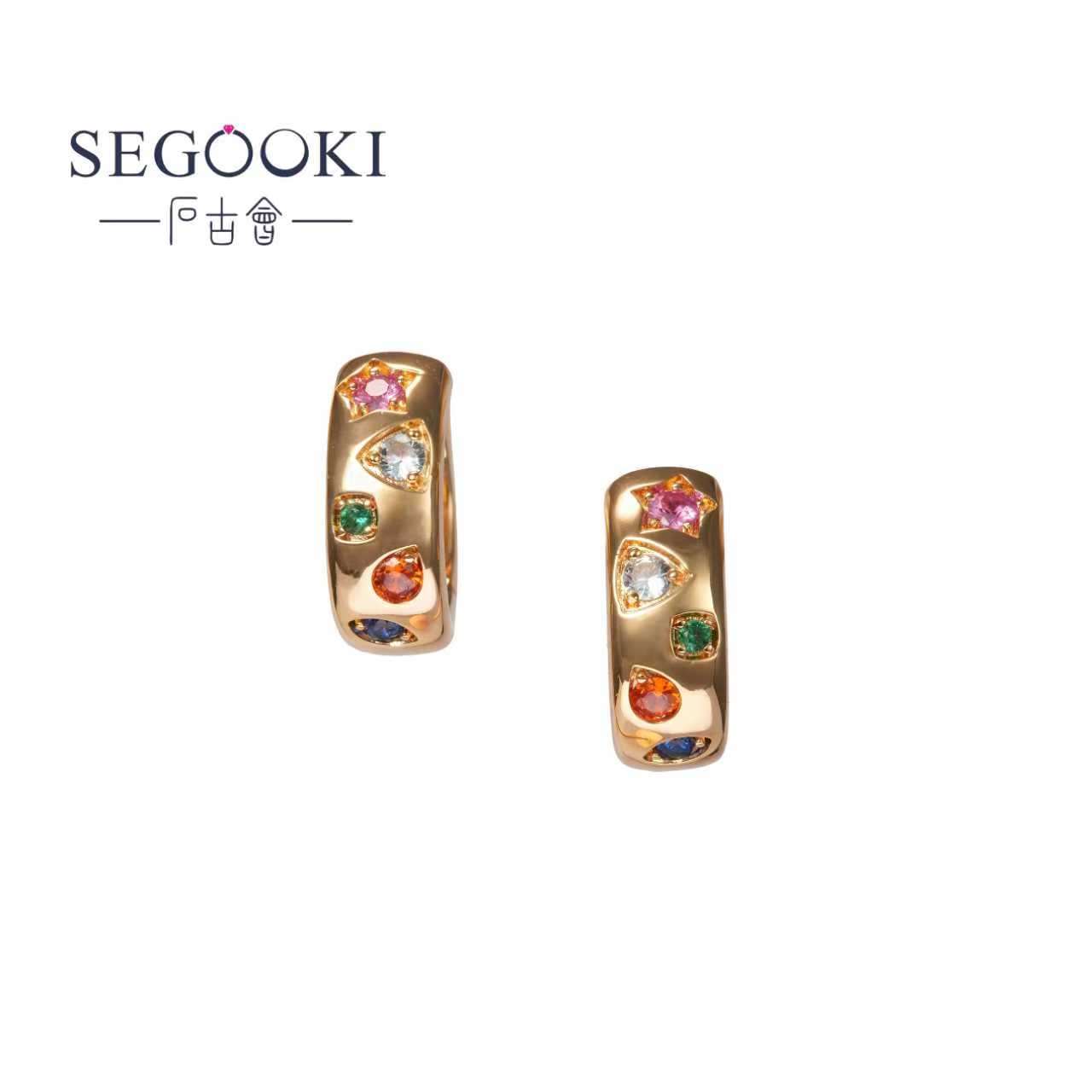 SEGOOKI【小行星】镀18k金星云耳钉-S019