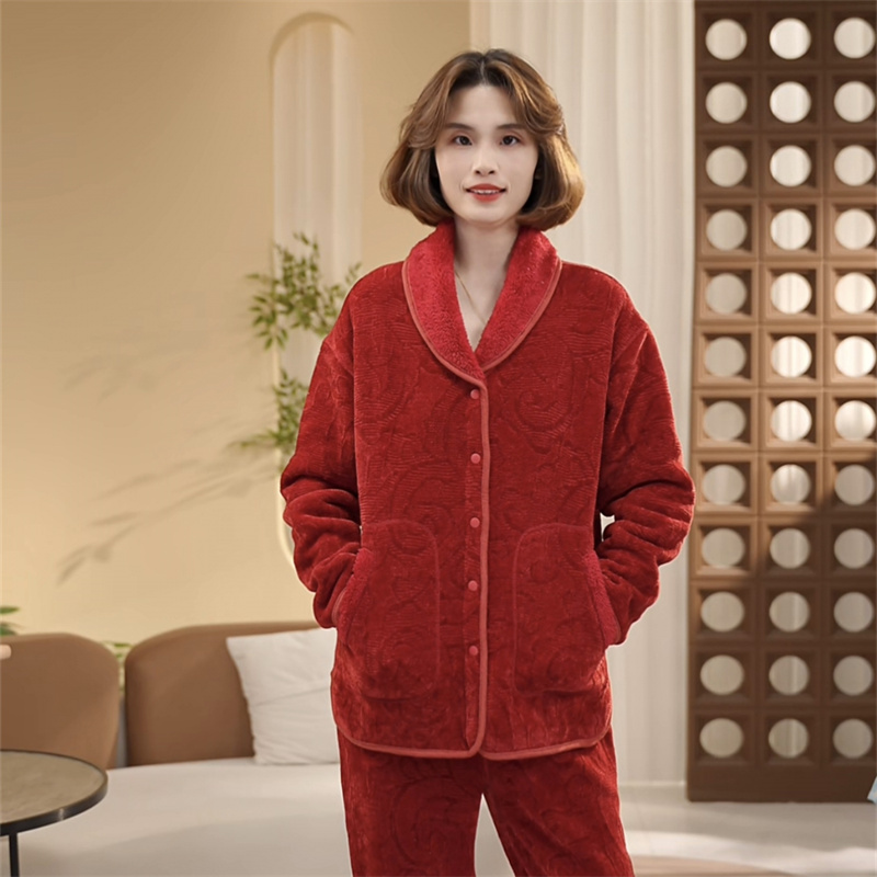 【双面双穿~青稞领】2025冬季新款加绒加厚家居服外穿