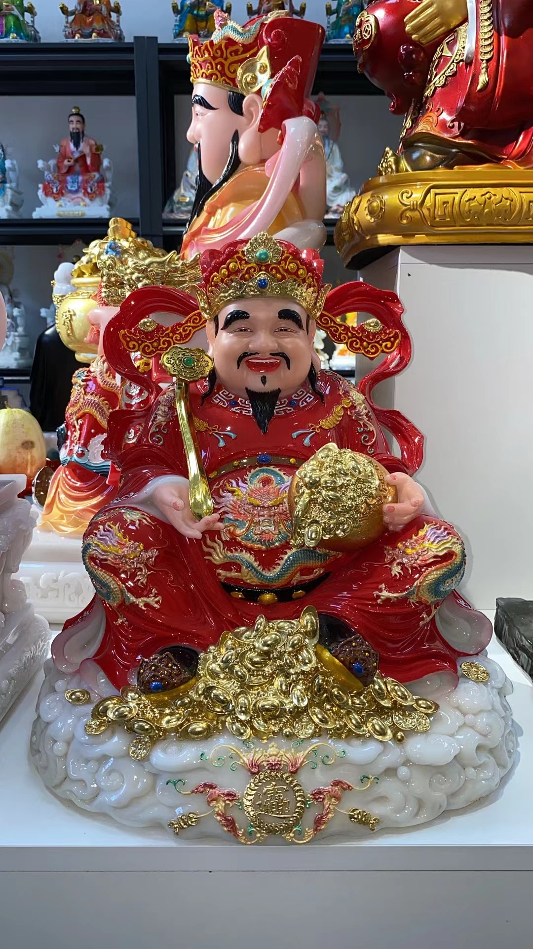 16寸实心汉白玉新版财神像
