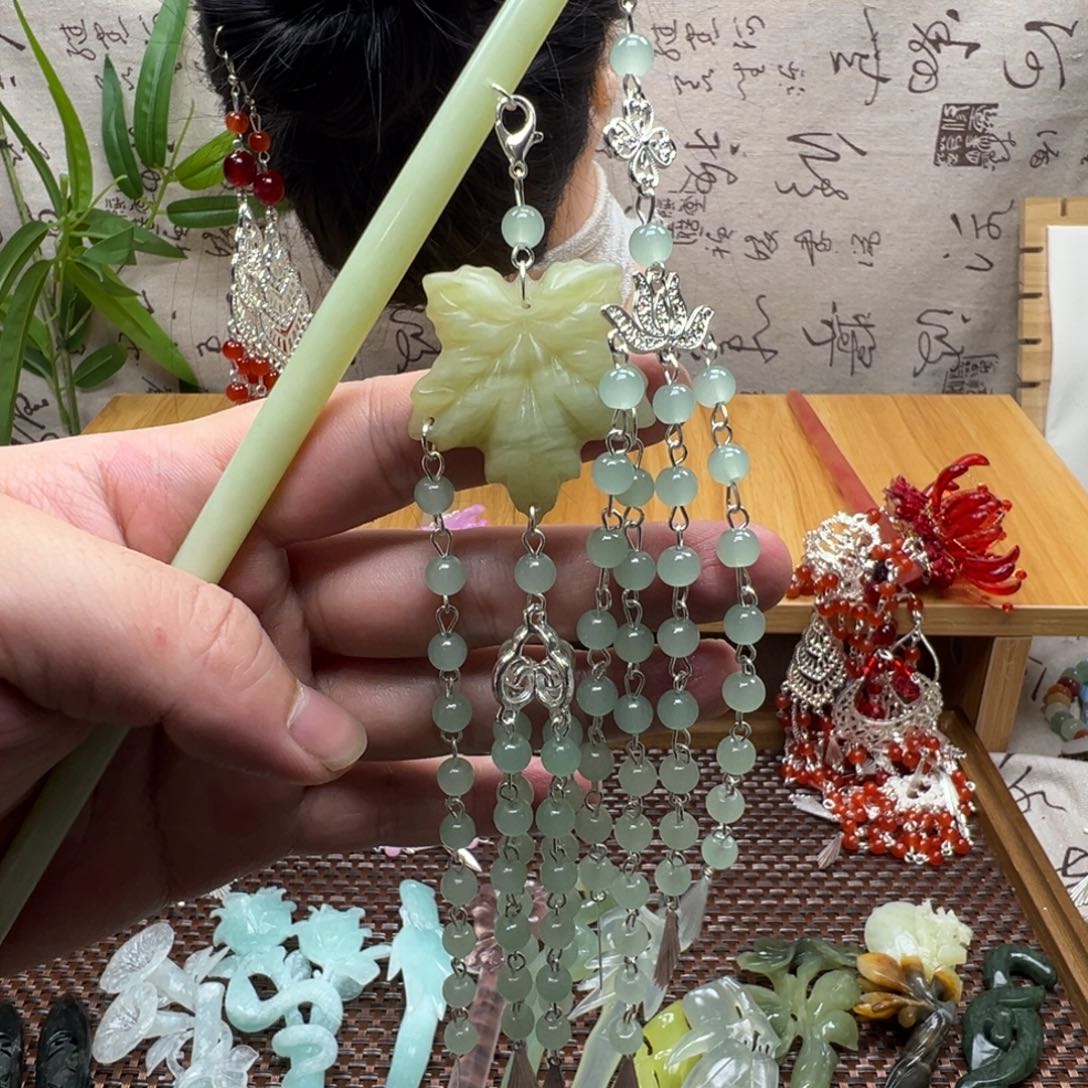 蛇纹石玉合金发饰