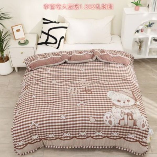 【礼物熊被子】150*200cm纯棉多功能轻奢超柔轻奢双层纱被子