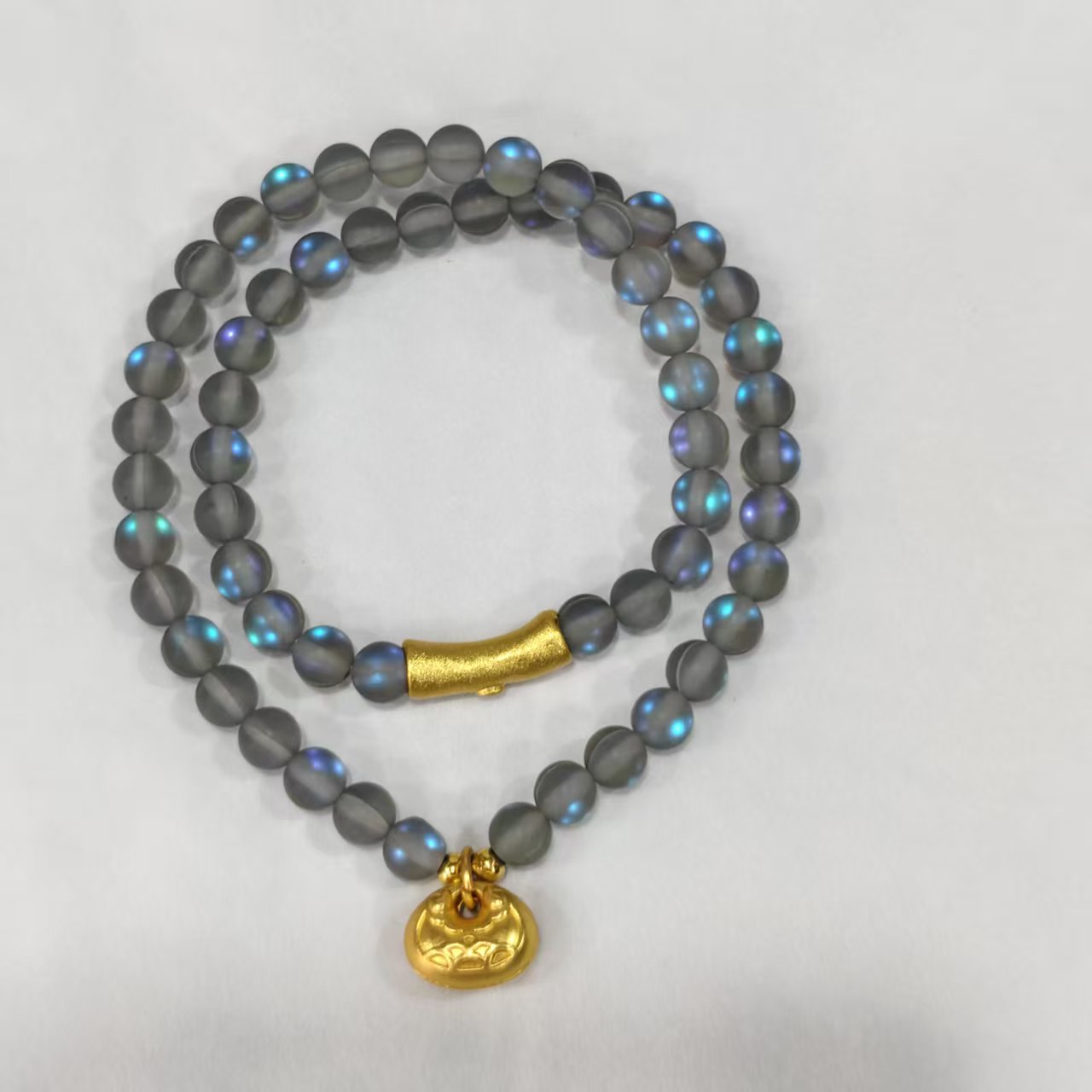 手链 手链 手链 S1357-蓝眼泪琉璃6mm+配饰平安锁