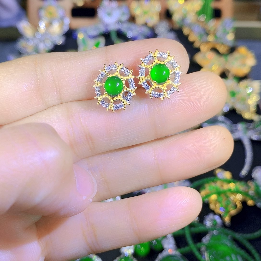 吊坠(不含链)银S925镶嵌翡翠