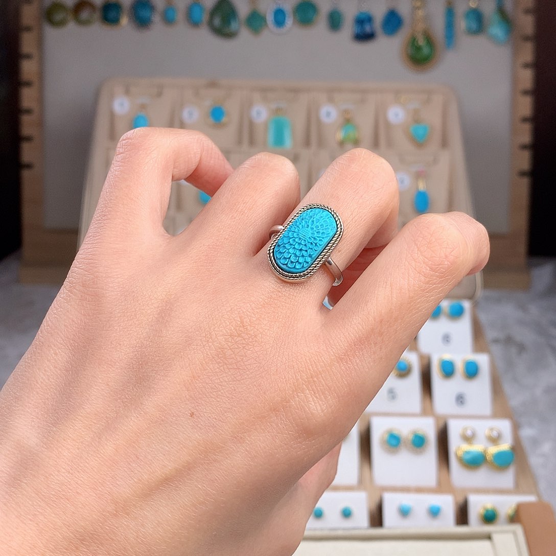 绿松石戒指银S925镶嵌