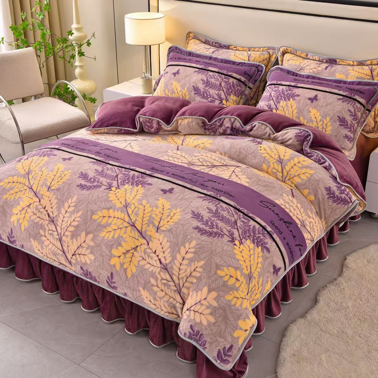 【冬季必备款】加厚牛奶绒四件套冬季保暖双面绒被套床裙款8-9斤