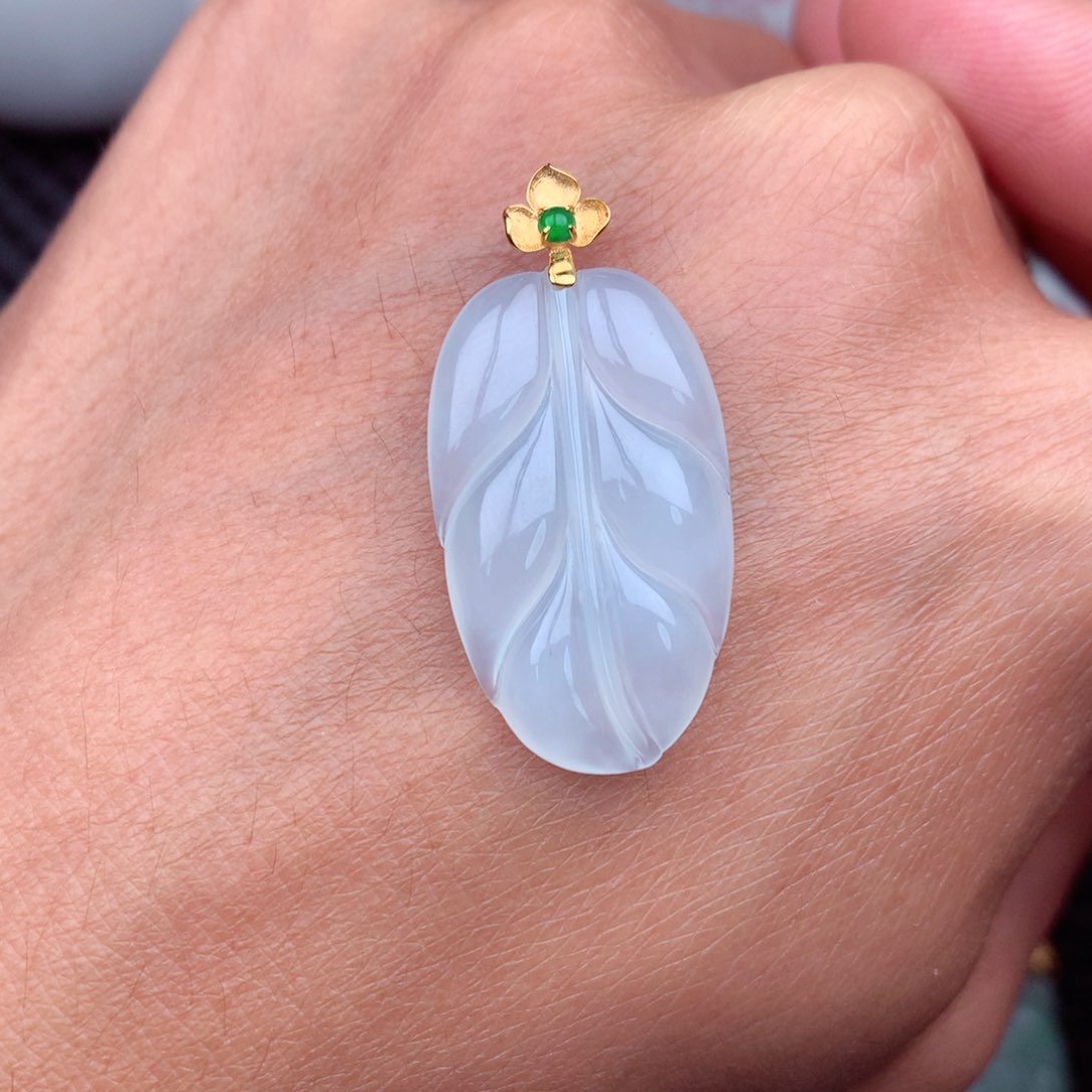 翡翠18K金镶嵌吊坠(不含链)