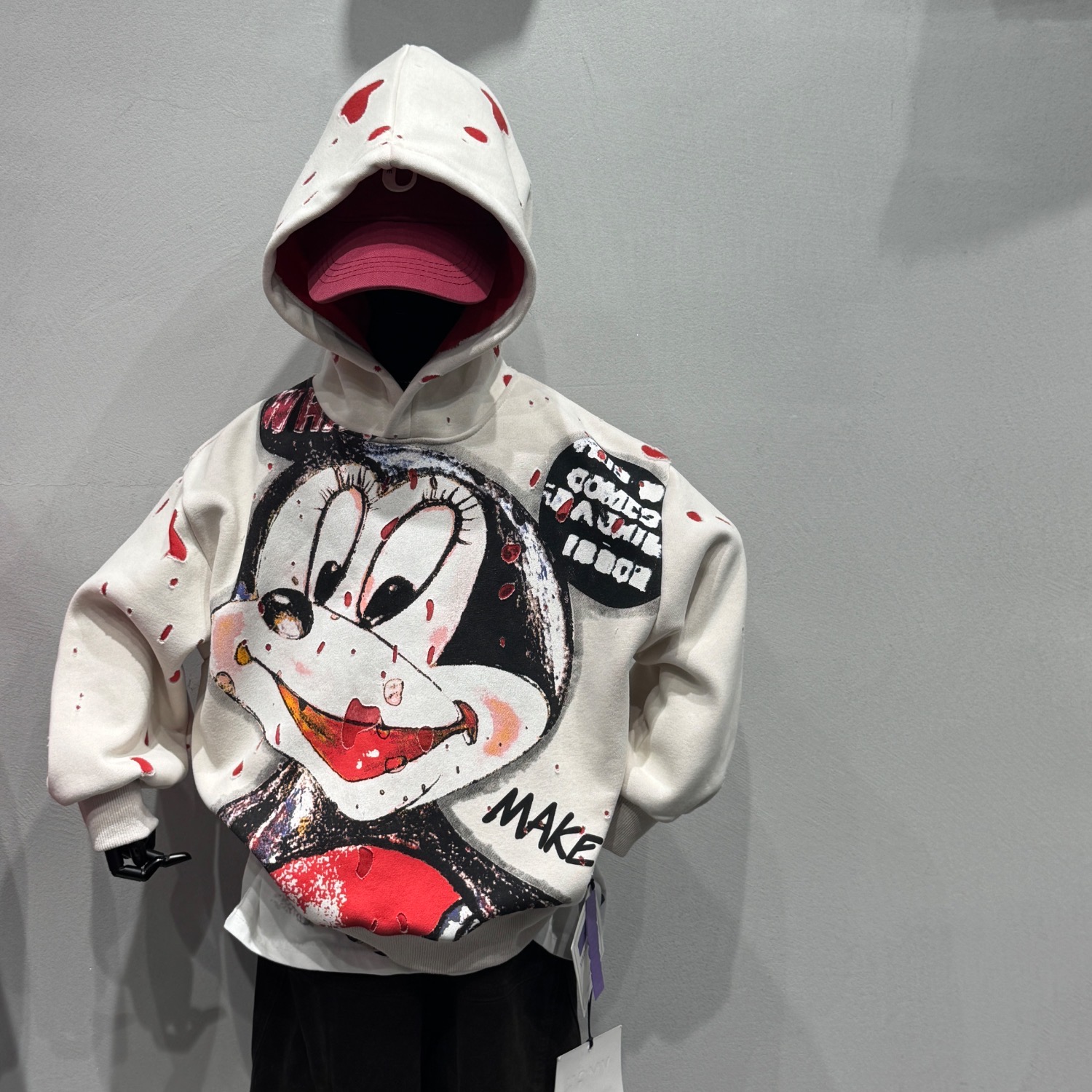 马 2025【Y】12月25日 儿童时尚潮酷白色加绒米奇连帽卫衣3303-